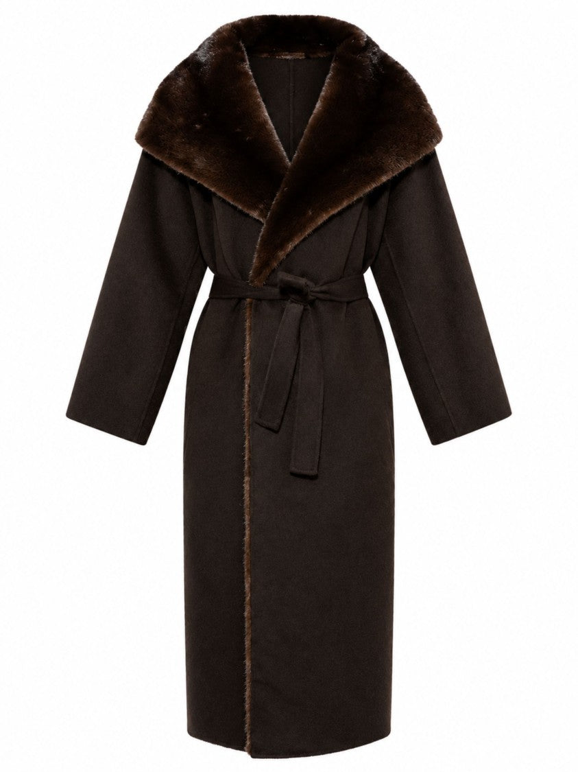 Yves Salomon 120 Cm Brown Double-Faced Wool And Cashmere Coat