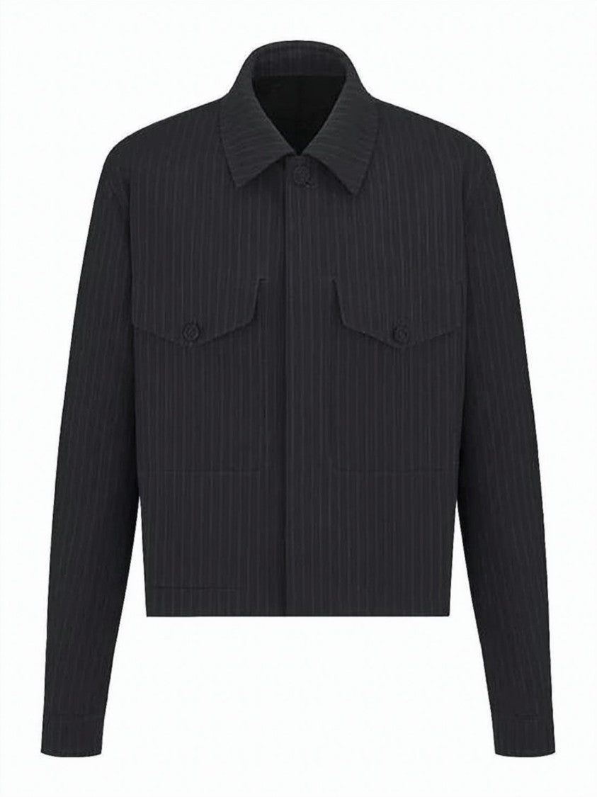 Dior Cropped Wool Jacket With Subtle Pinstripe Pattern