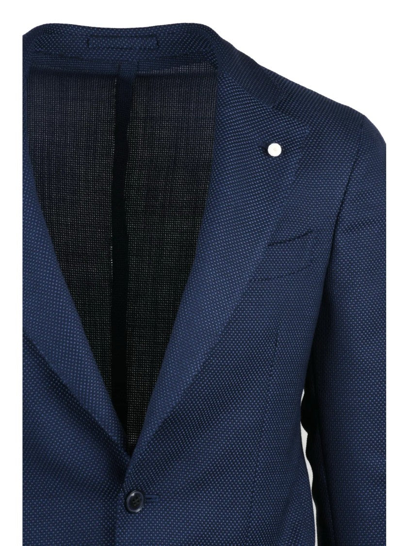 Luigi Bianchi Rounded Midnight Blue Wool Jacket With Minimalist Design