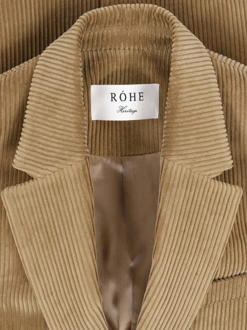 Róhe Beige Peak Lapel Single-Button Corduroy Blazer
