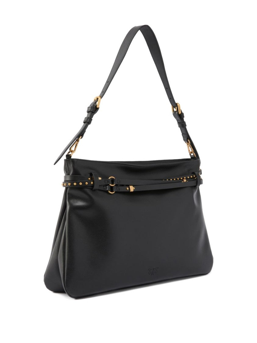 Pinko Black Studded Belt Shoulder Bag