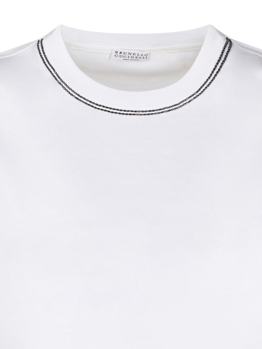 Brunello Cucinelli Cropped T-Shirt With Classic Round Neckline