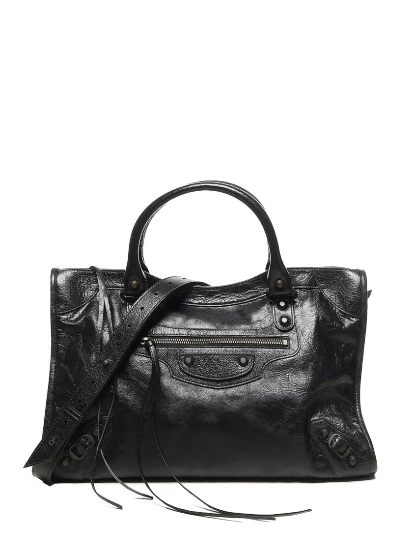 Balenciaga Le City Bag M Distressed Leather Handbag