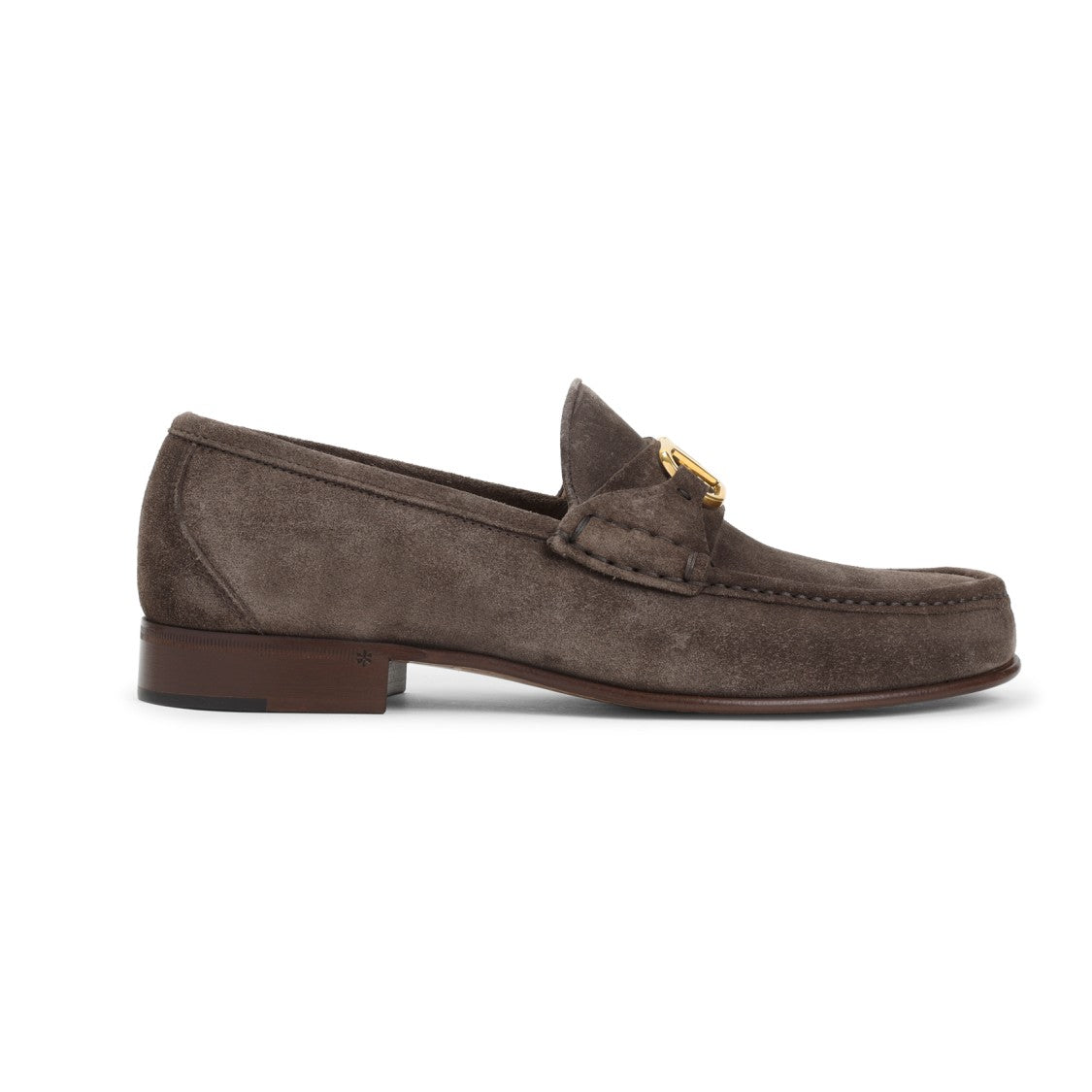 Valentino Garavani Brown Leather Loafers With Gold-Tone Logo Detail