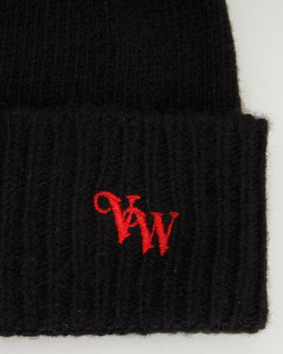 Vivienne Westwood Cashmere Beanie With Contrasting Monogram Motif
