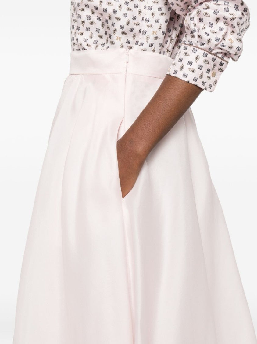 Max Mara Flared Silk Midi Skirt With Invisible Zip Closure