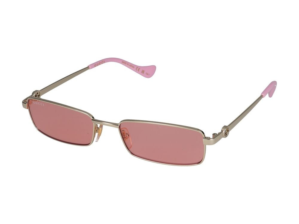 Gucci Gold Rectangular Metal Sunglasses