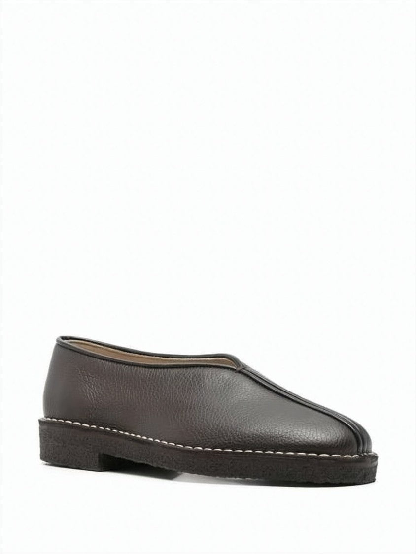 Lemaire Textured Leather Loafers With Central Seam