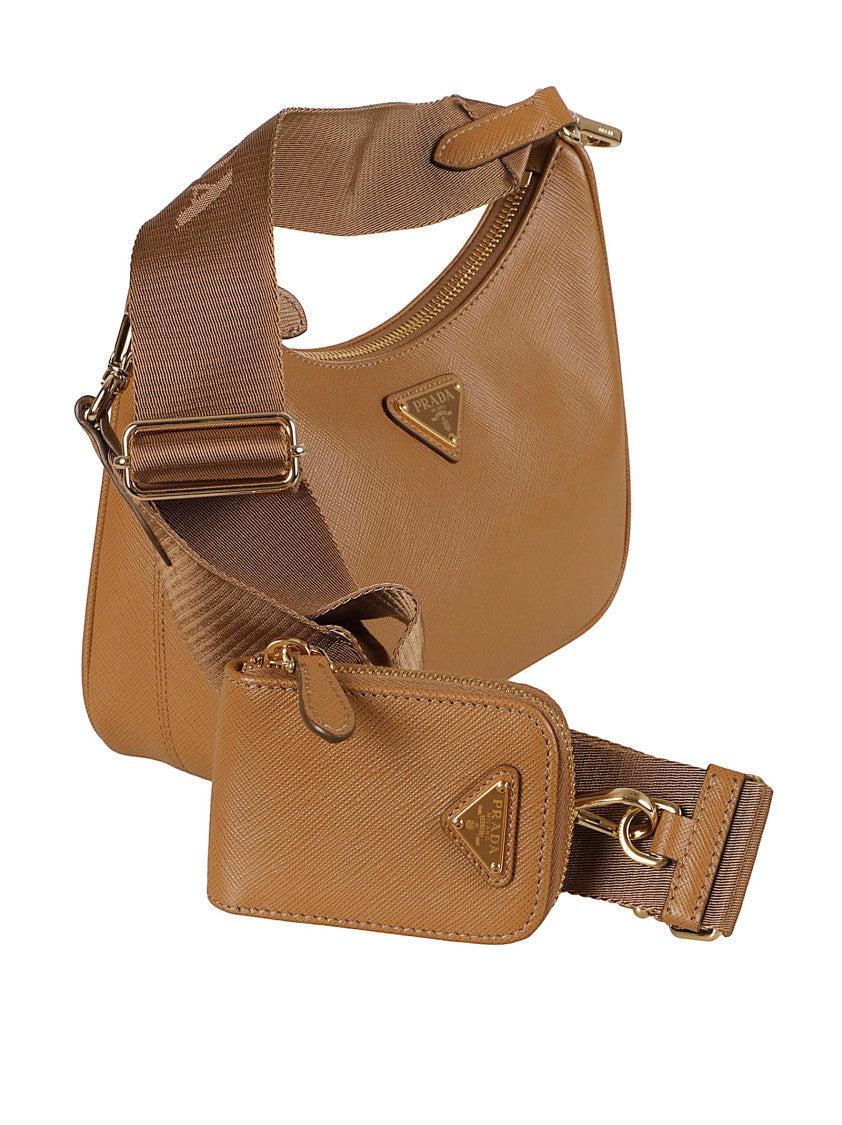 Prada Structured Leather Bag With Removable Pouch