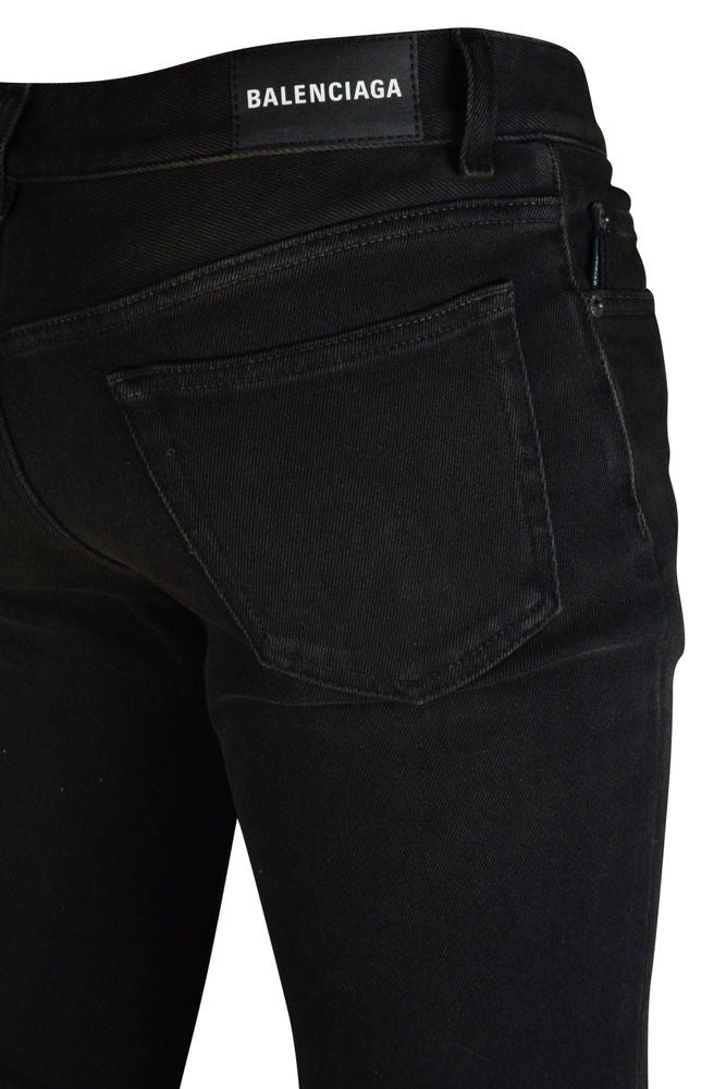 Balenciaga Washed Black Denim Jeans With Signature Branding