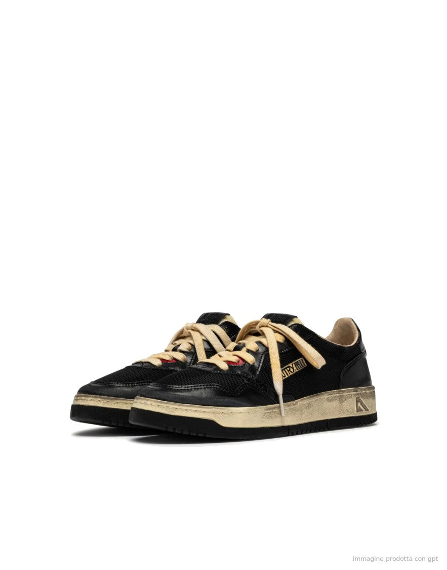 Autry Black Mesh Leather Medalist Sneakers