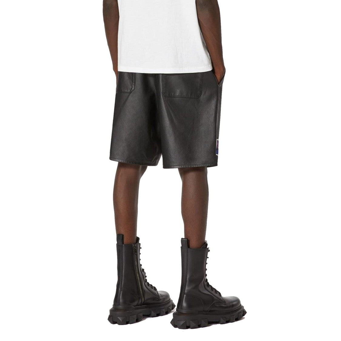 Valentino Lamb Leather Shorts With Unique Patch Details