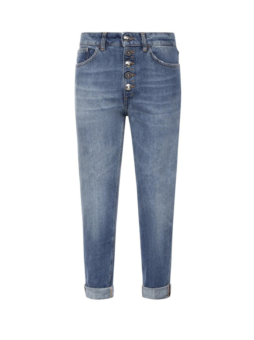 Dondup Mid-Rise Jeans With Metallic Buttons And Rolled Cuffs