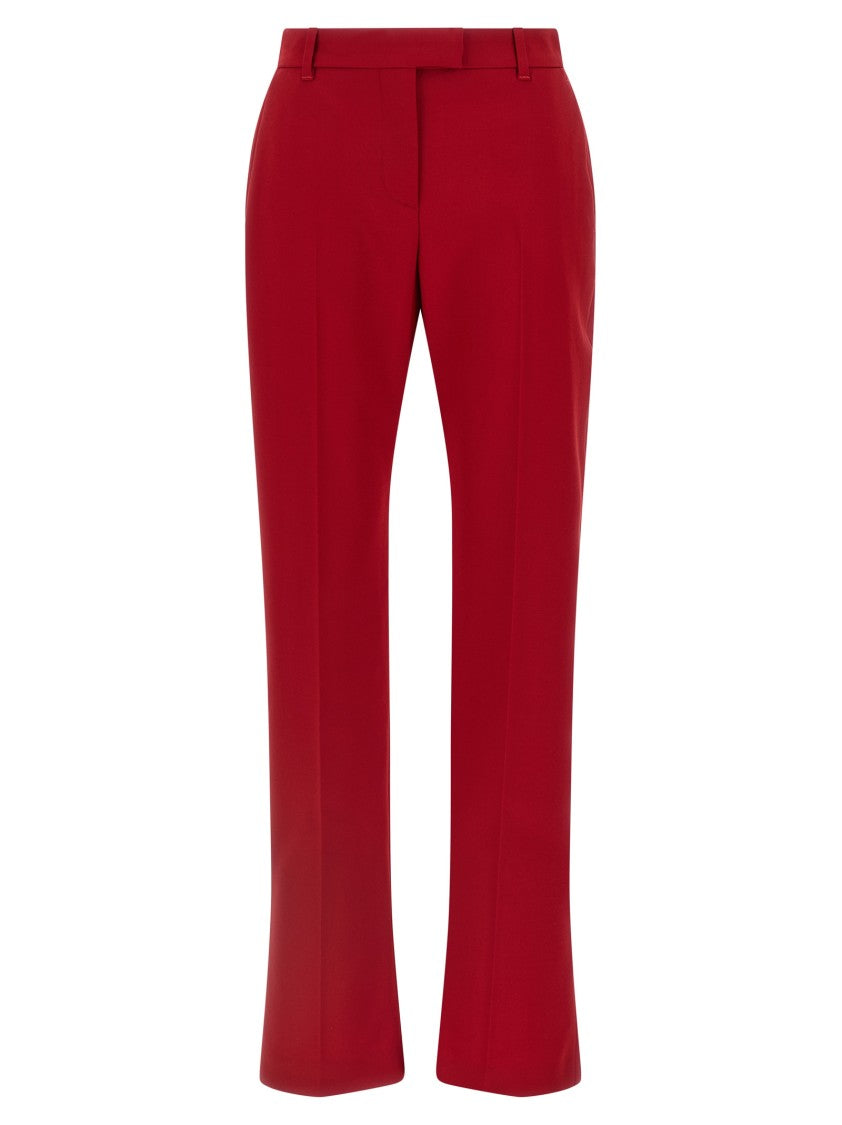 Mcqueen Stretch Wool Gabardine Trousers With Pleat Detail
