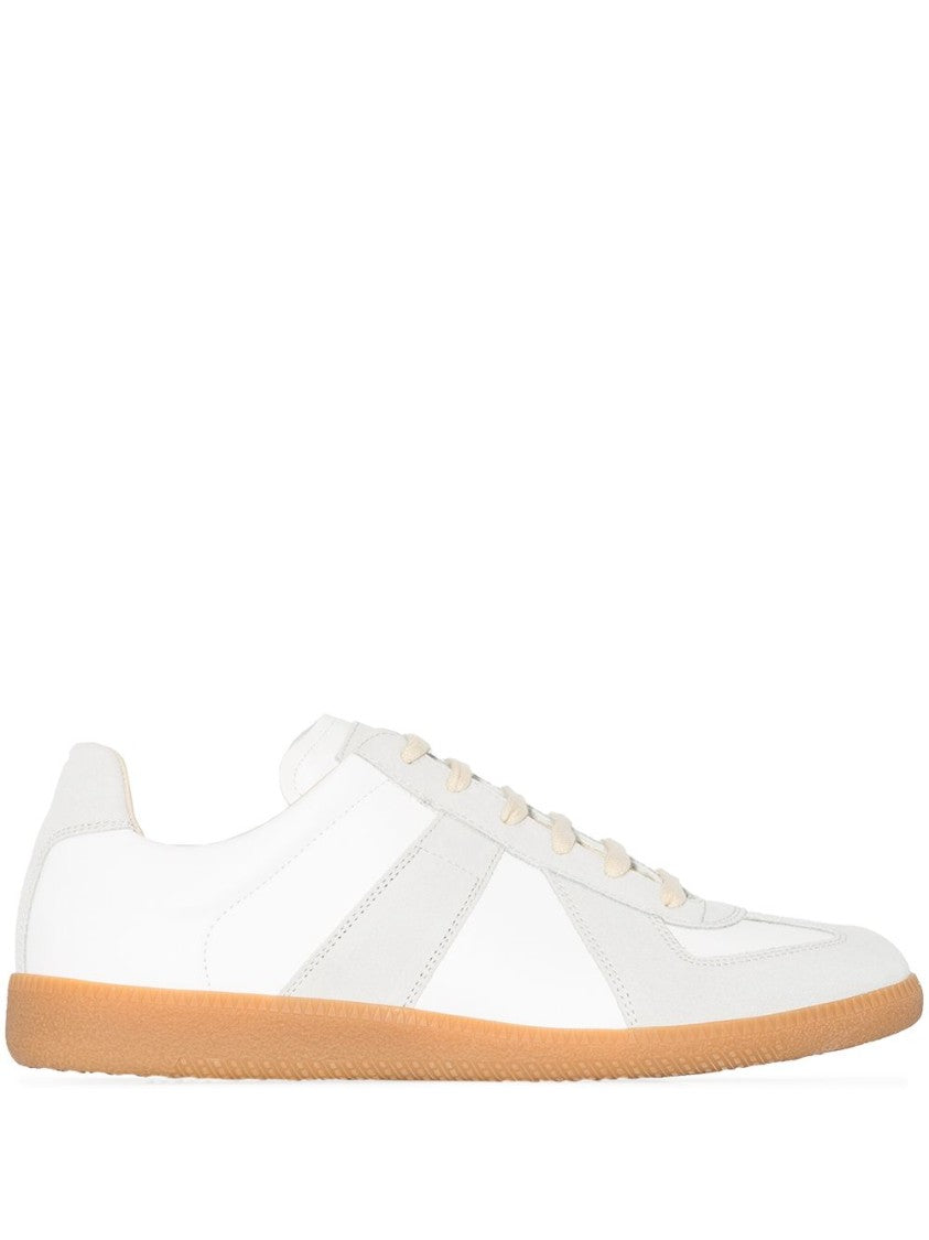 Maison Margiela White Sneakers With Textured Panels And Gum Rubber Sole
