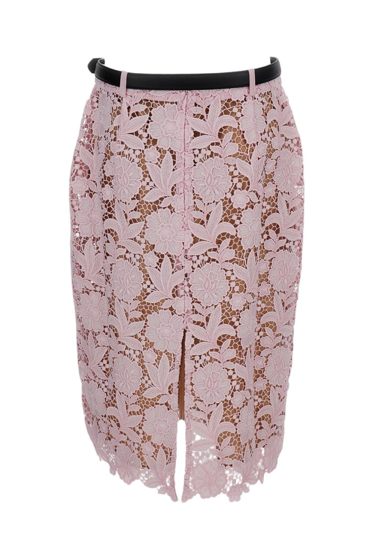 Self-Portrait Floral Lace Midi Skirt