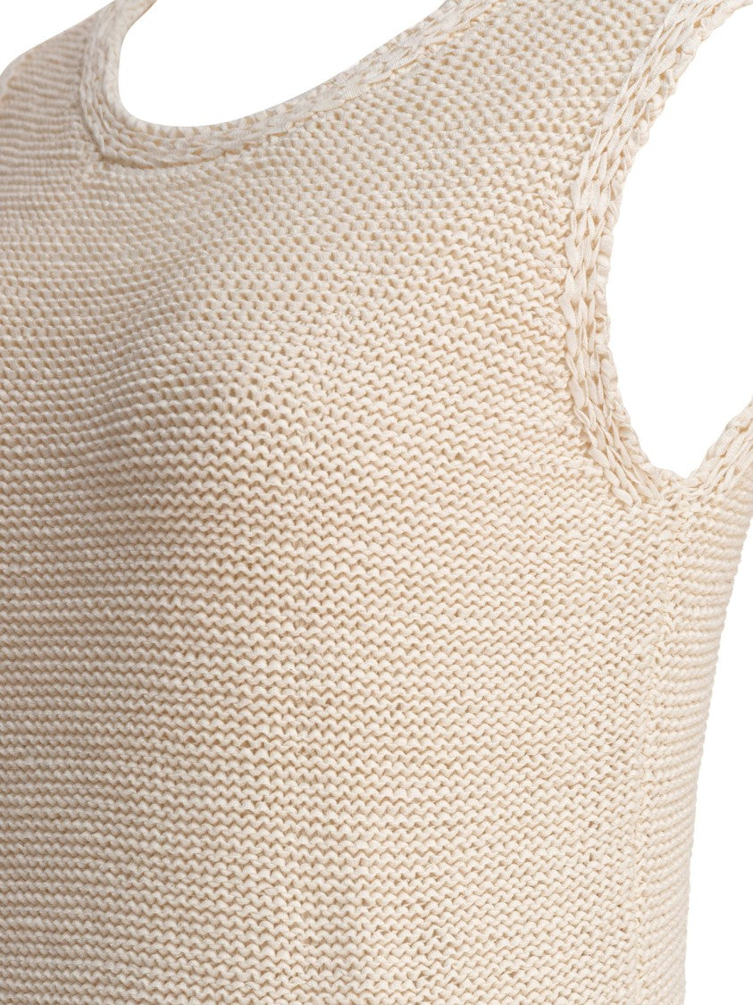 Sandbeige Beige Sleeveless Dress With Knitted Texture