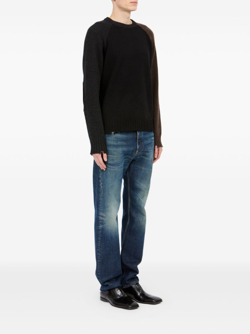 Mm6 By Maison Margiela Contrasting Sleeve Sweater With Distressed Hem