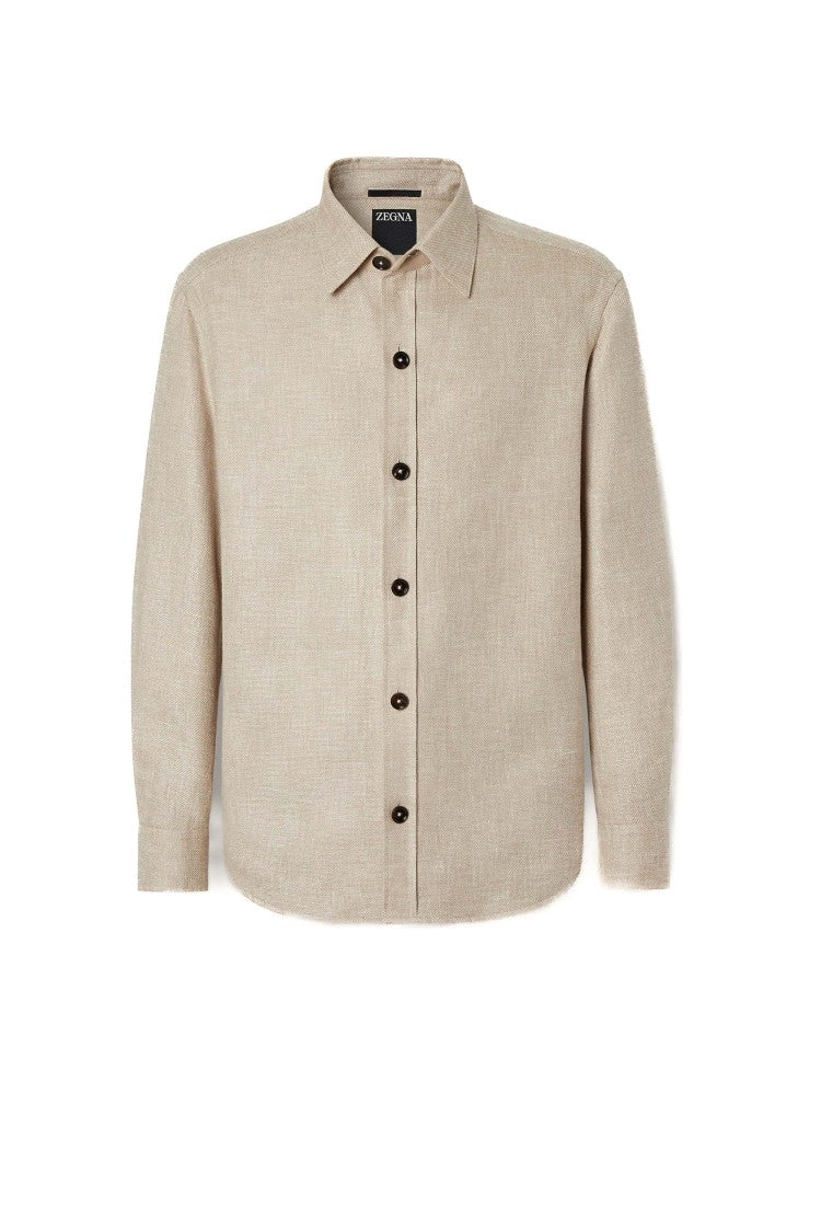 Zegna Cashmere-Linen-Silk Lightweight Layering Overshirt