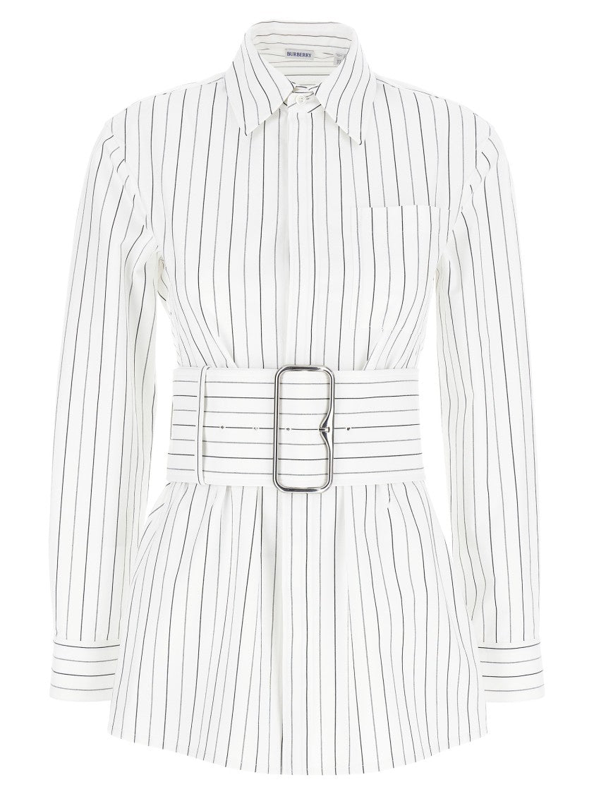 Burberry Striped Cotton Shirt With Removable Belt