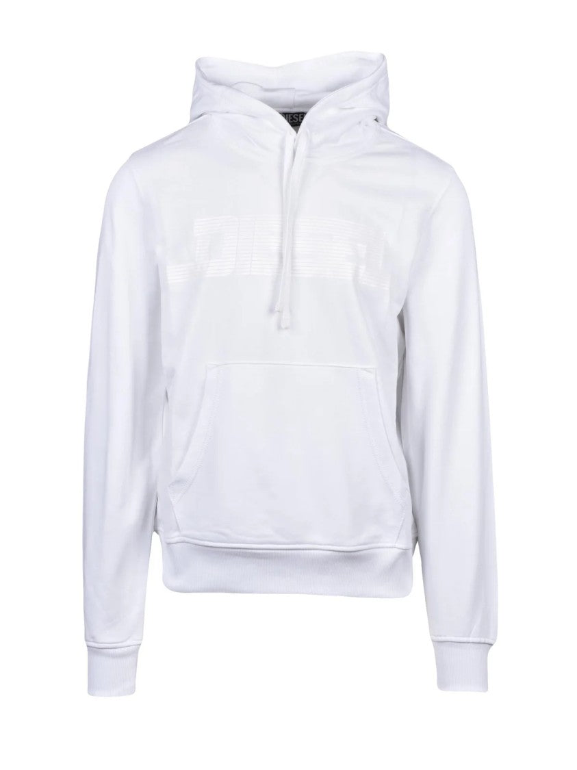 Diesel White Cotton Minimalist Hoodie