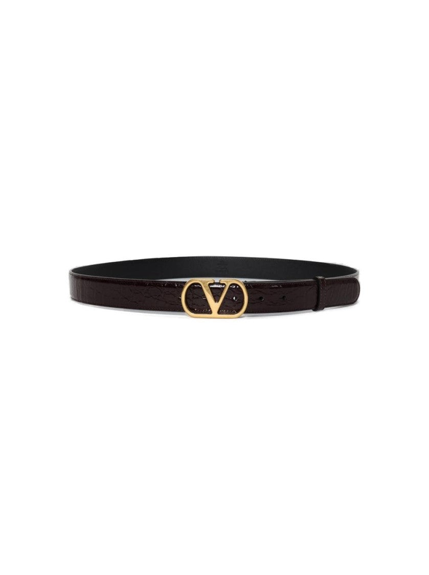 Valentino Garavani V Logo Belt - Dark Aubergine