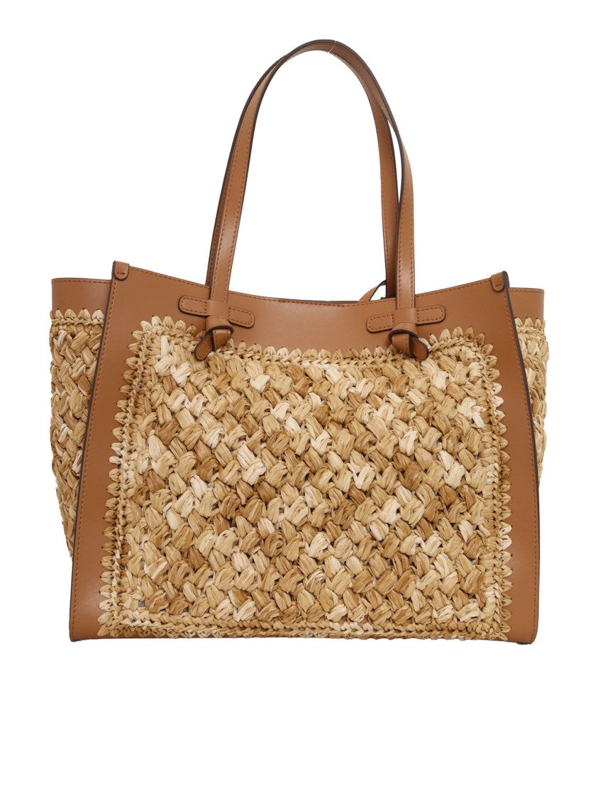Gianni Chiarini Woven Texture Tote Bag With Leather Accents