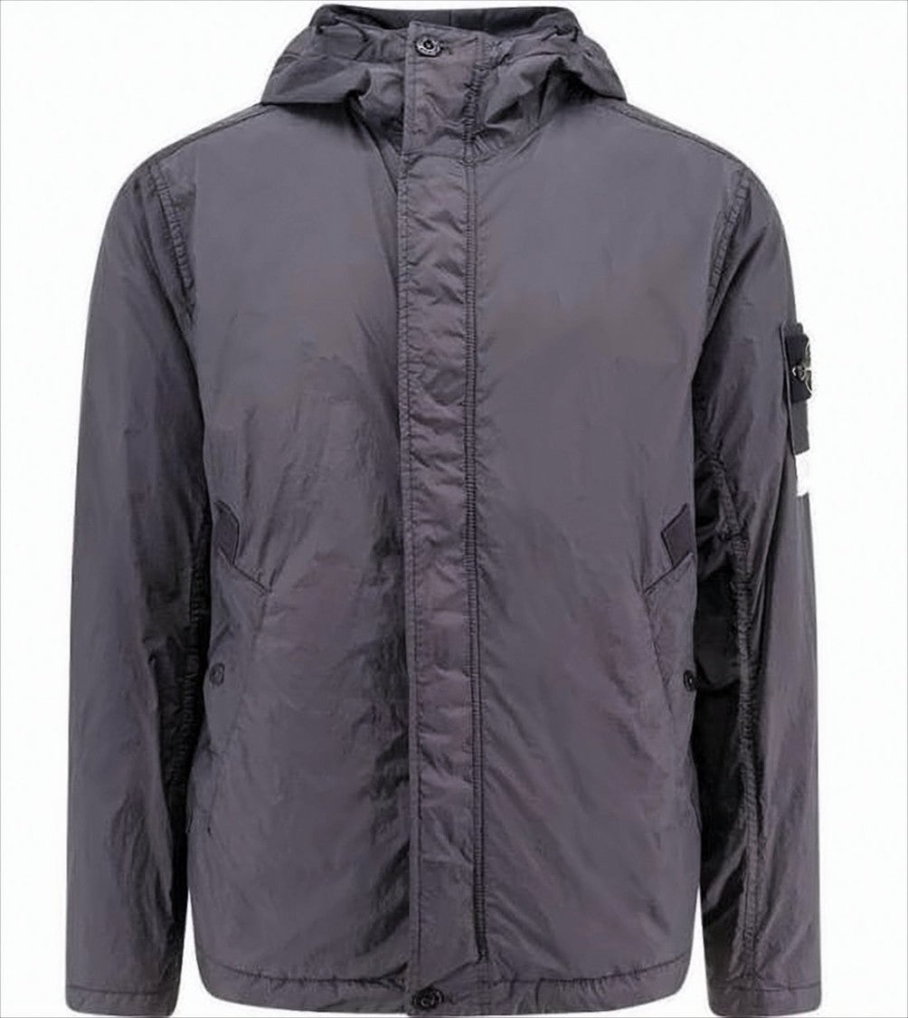 Stone Island Lightweight Grey Nylon Hooded Jacket