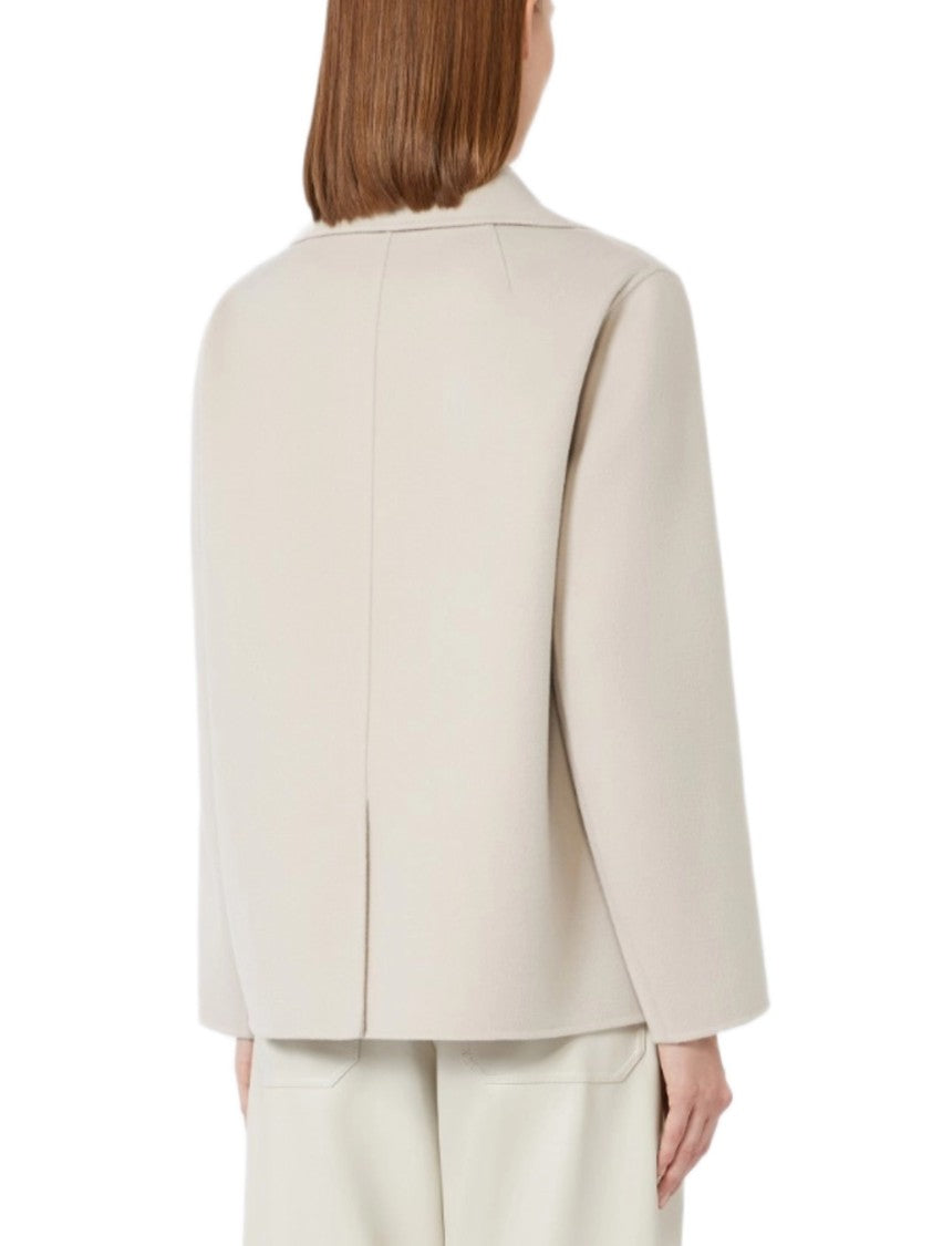Max Mara Double-Breasted Sand Jacket With Notched Collar