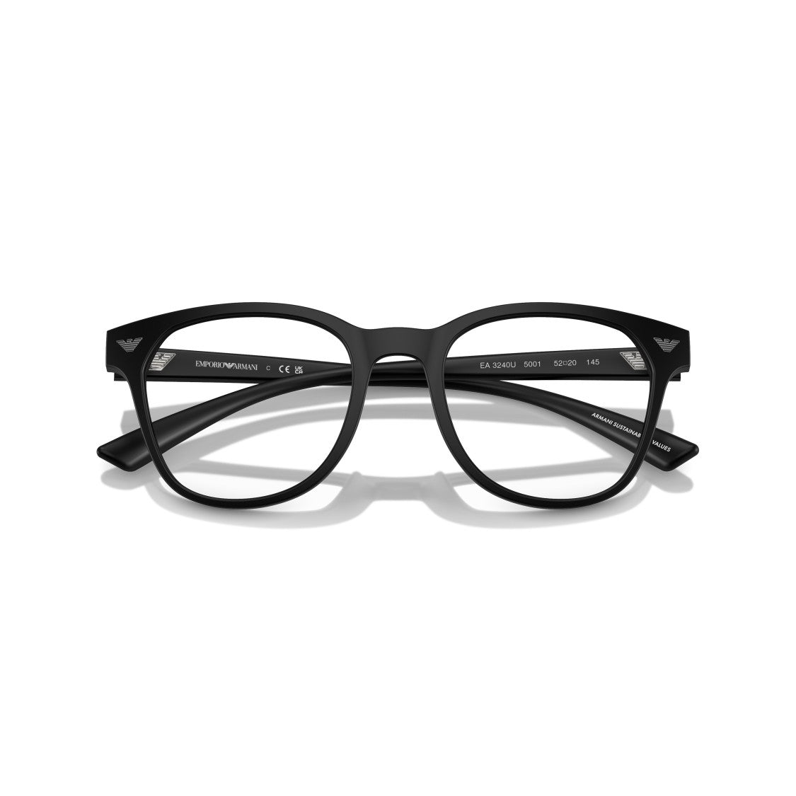 Emporio Armani 0Ea3240u Matte Black Full-Rim Eyeglasses With Subtle Logo Detail