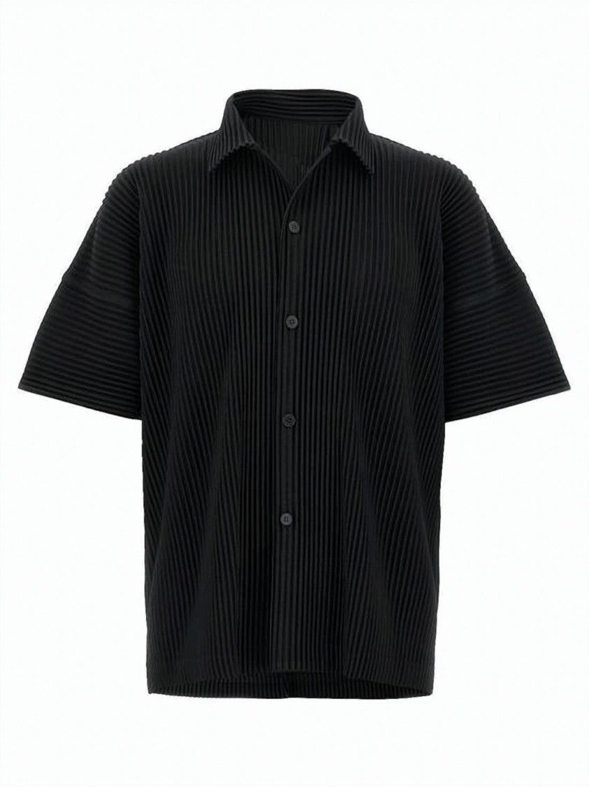 Homme Plissé Issey Miyake Pleated Short-Sleeve Shirt With Button-Down Closure