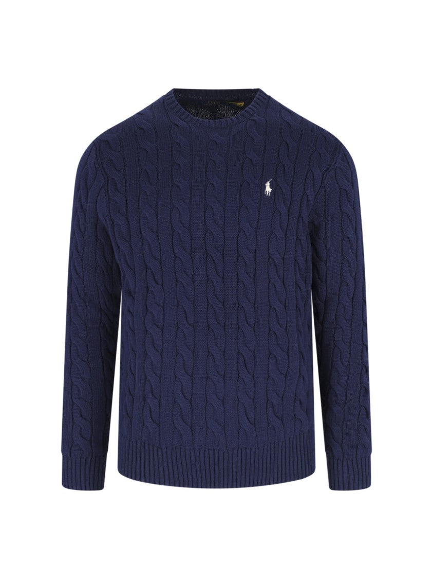 Polo Ralph Lauren Blue Cable Knit Crewneck Sweater
