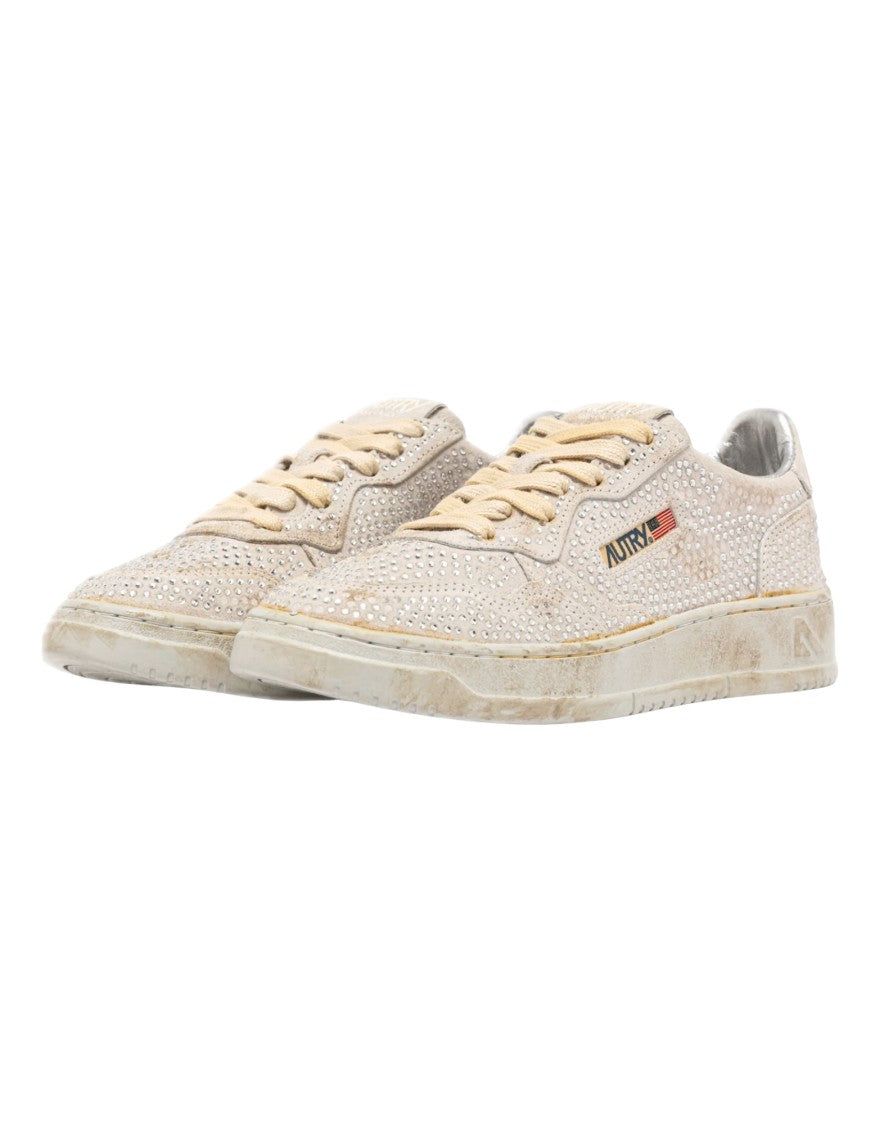Autry White Suede Micro-Crystal Dallas Sneakers