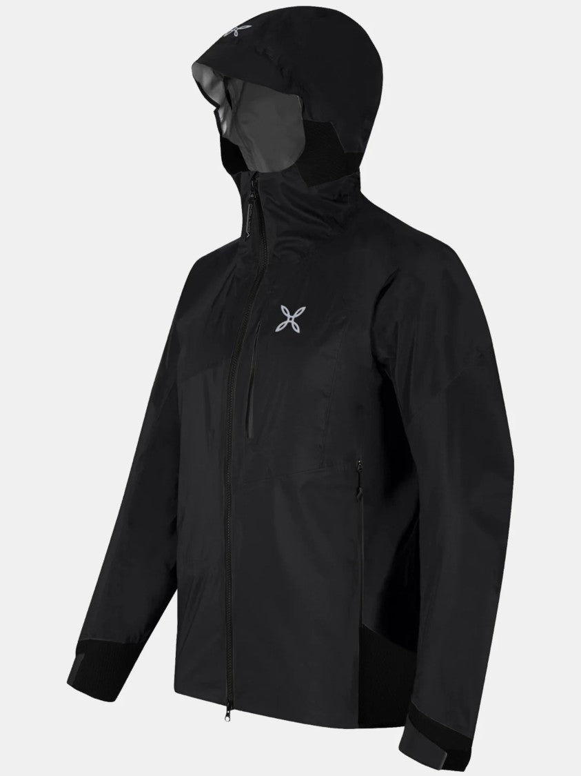 Montura 3-Layer Black Jacket With Adjustable Hood And Minimalist Design