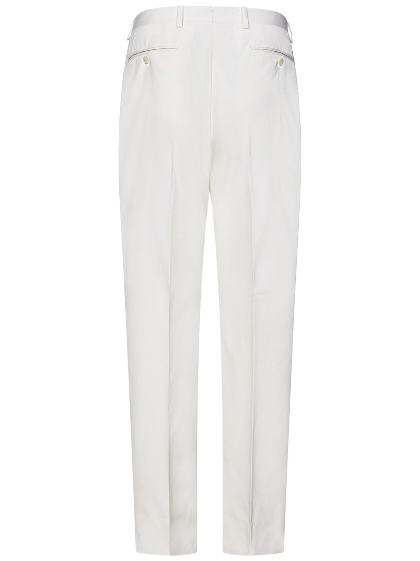 Brioni Ivory White Trousers With Elegant Pleats