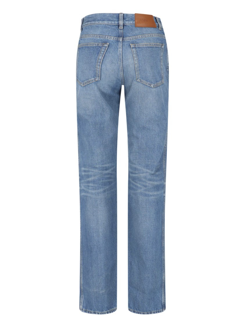 Chloé Blue Mid-Rise Straight-Leg Denim Jeans