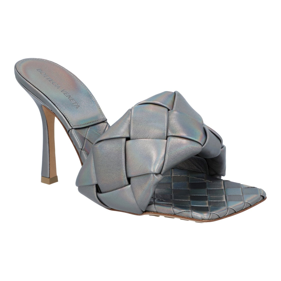 Bottega Veneta Metallic Grey Lido Mules