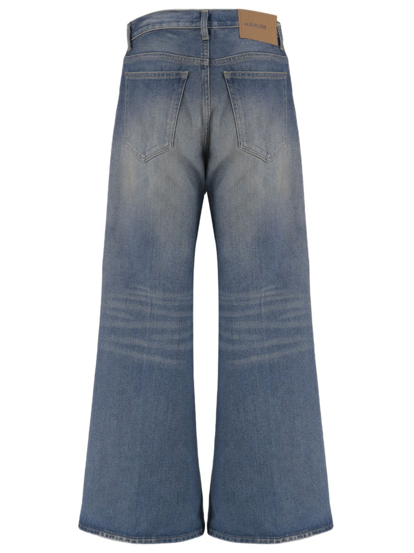 Haikure Wide-Leg Cotton Denim Jeans With Washed Effect And Logo Patch