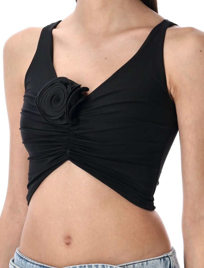 Magda Butrym Black Swim Bra With Deep V-Neckline