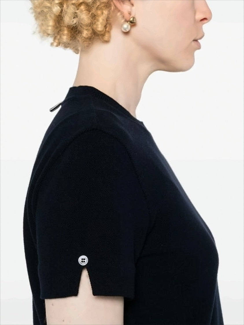 Thom Browne Fitted Short-Sleeved Top With Striped Hem And Label Patch