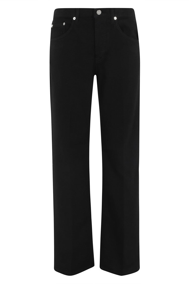 Dondup Black Jacklyn Low-Waist Cotton-Blend Wide-Leg Jeans