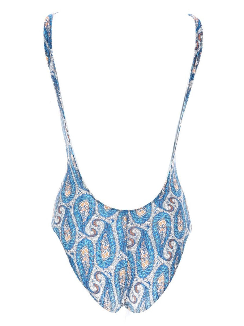Etro Blue Paisley Floral Square Swimsuit