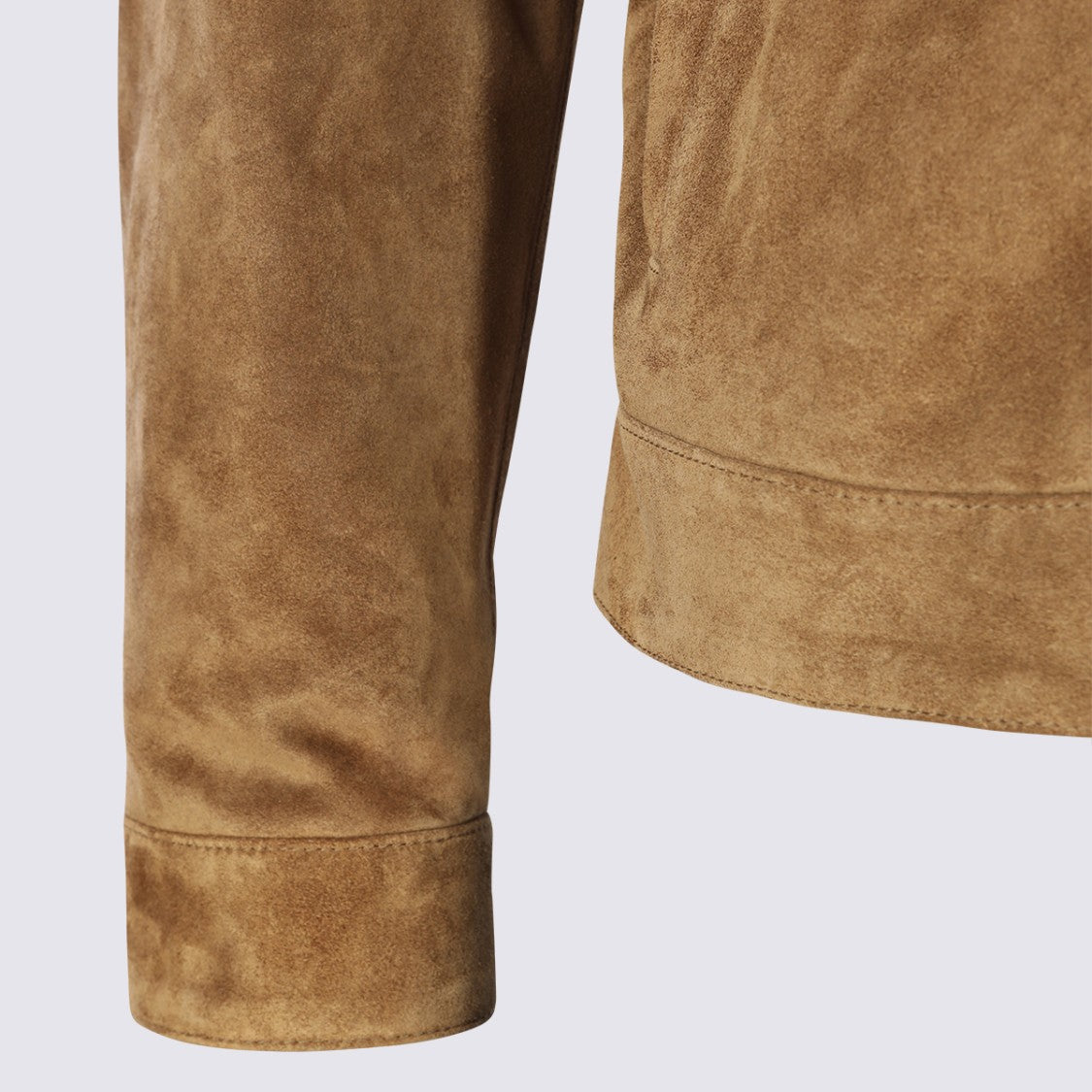 Saint Laurent Classic Brown Suede Jacket With Structured Collar And Snap Buttons