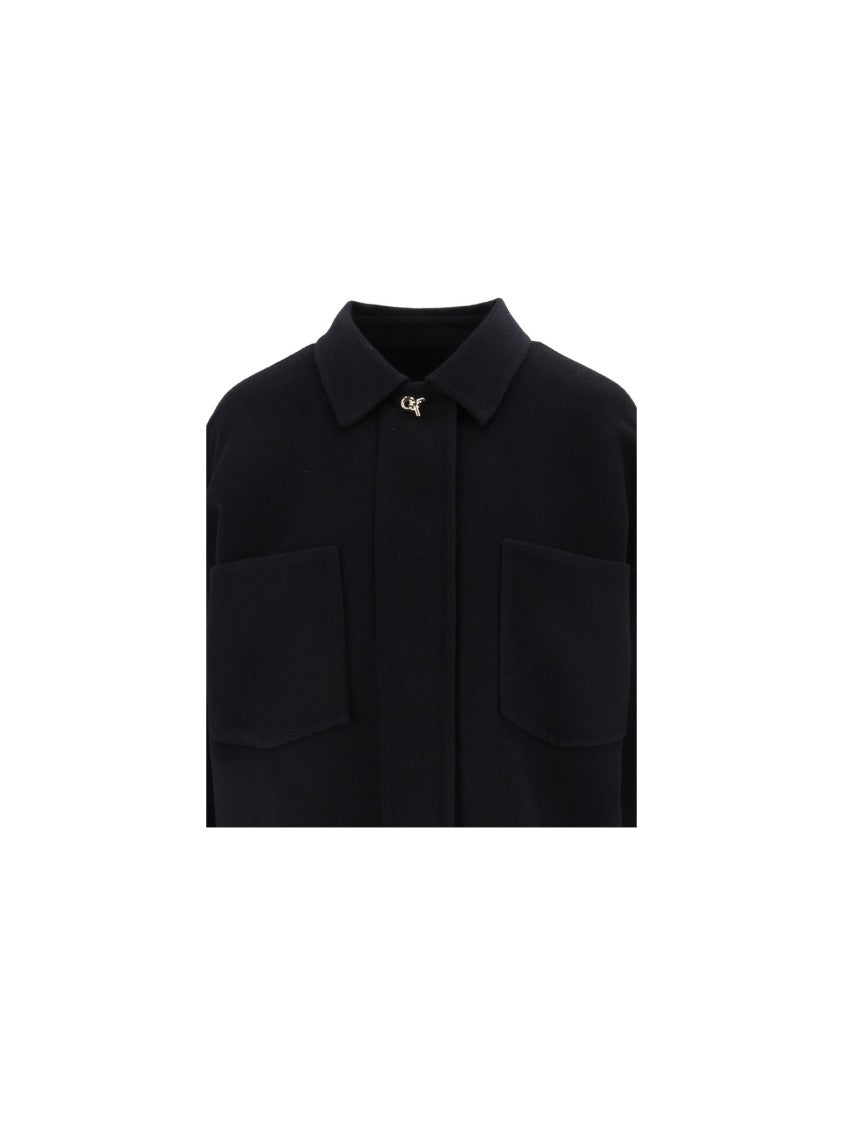 Fabiana Filippi Night Blue Cropped Virgin Wool Jacket