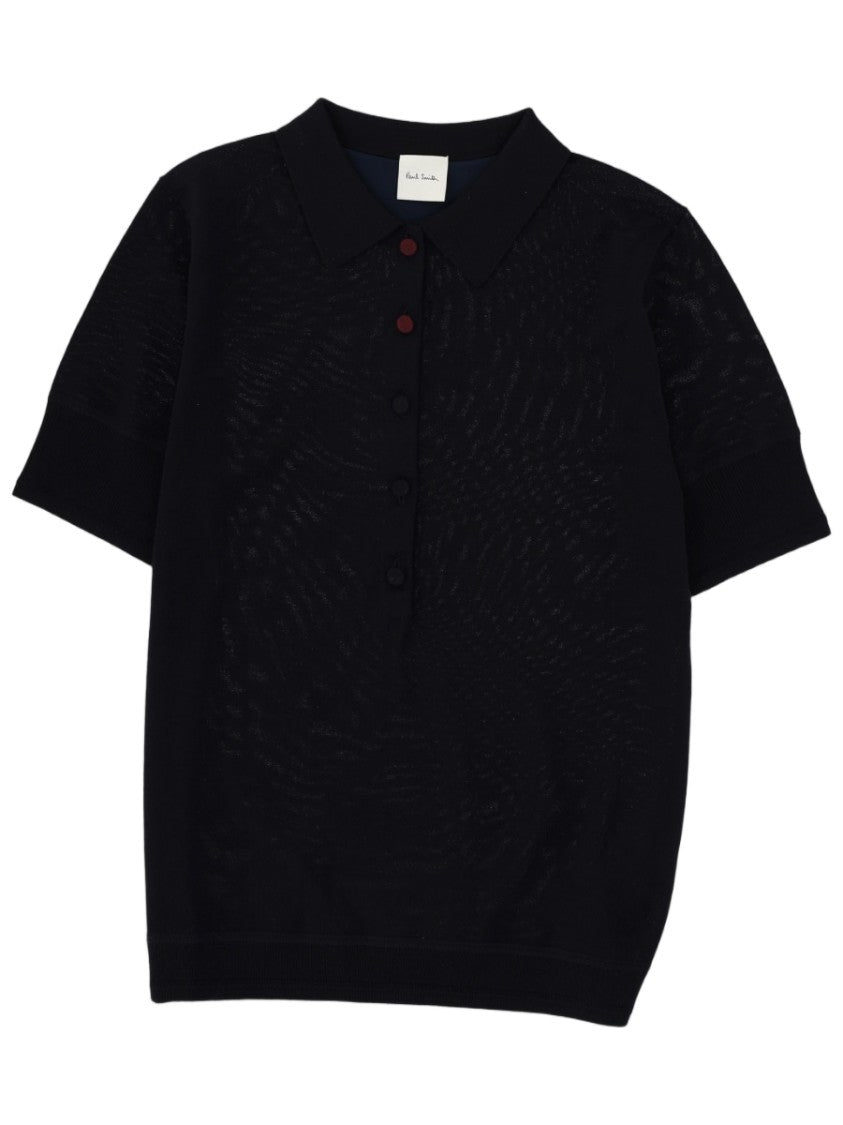 Paul Smith Short-Sleeved Textured Pattern Merino Wool Polo Shirt