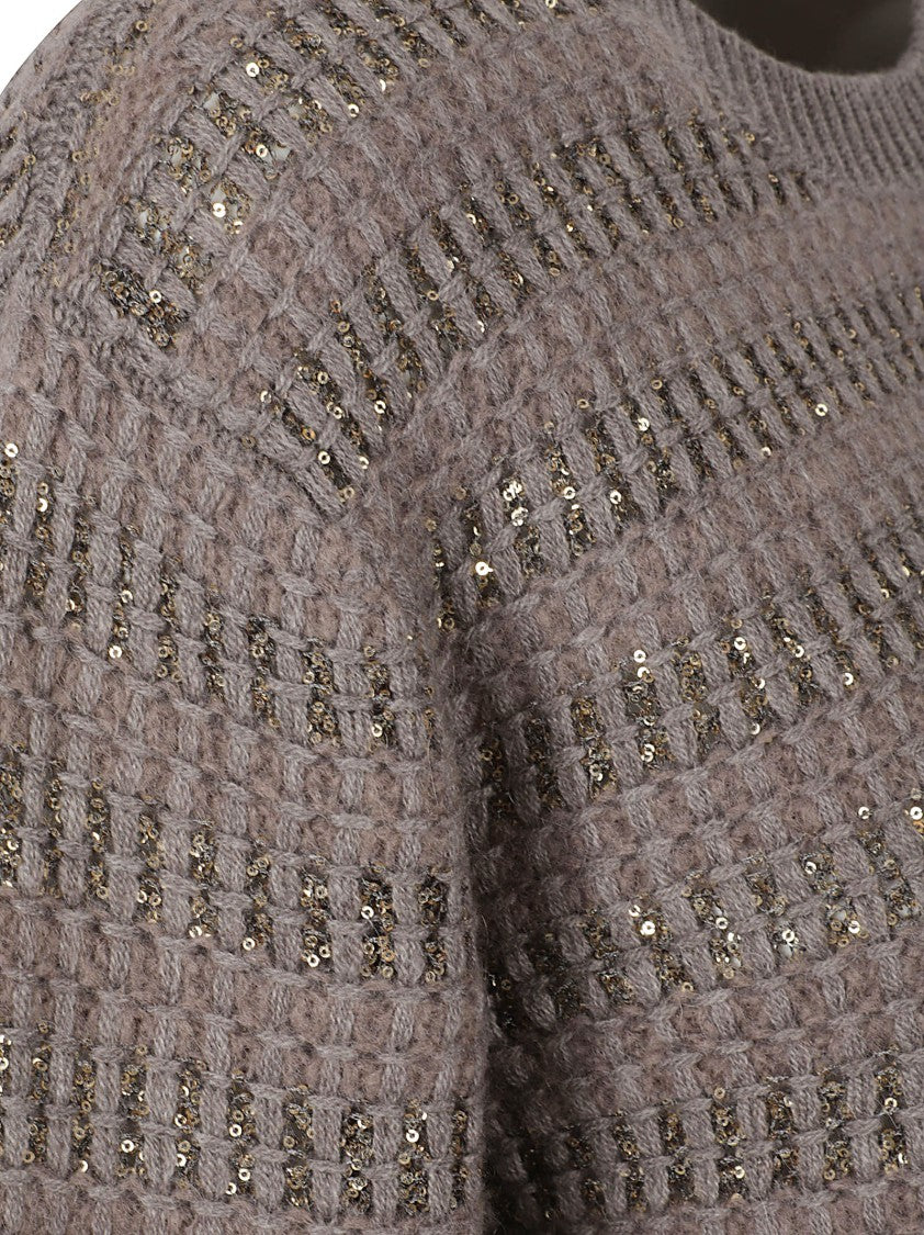 Fabiana Filippi Textured Knit Sweater With Shiny Sequin Detail