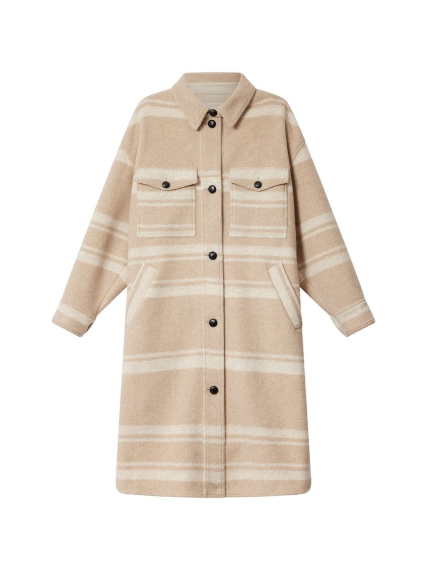 Isabel Marant Étoile Relaxed Oversized Striped Flap Pocket Coat