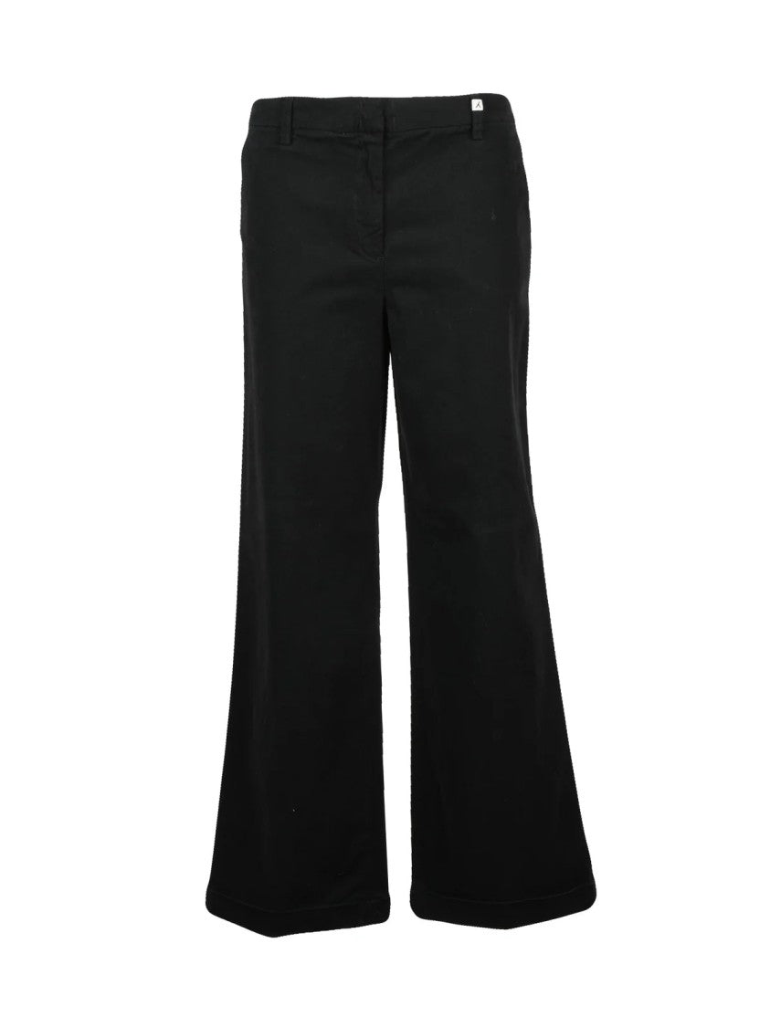 Myths Black Modal-Blend Wide-Leg Formal Pants