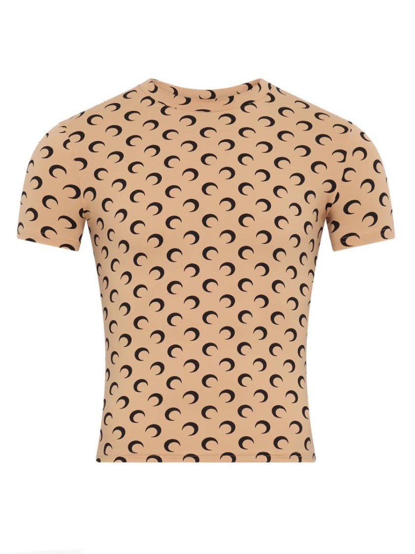 Marine Serre Crescent Moon Patterned Slim Fit T-Shirt