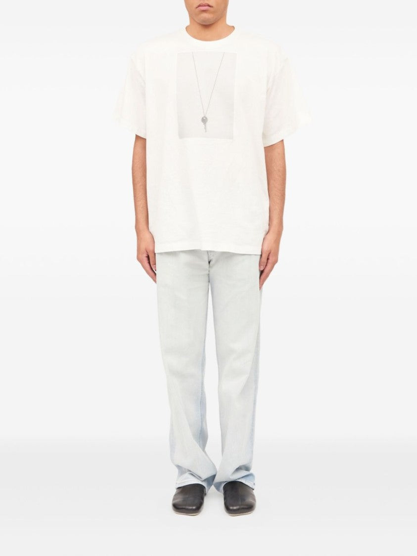 Mm6 By Maison Margiela Boxy White T-Shirt With Key Necklace Graphic